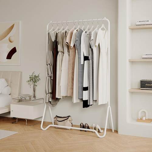 简易家用卧室落地衣帽架网红现代阳台晾衣架奶油风室内双杆挂衣架