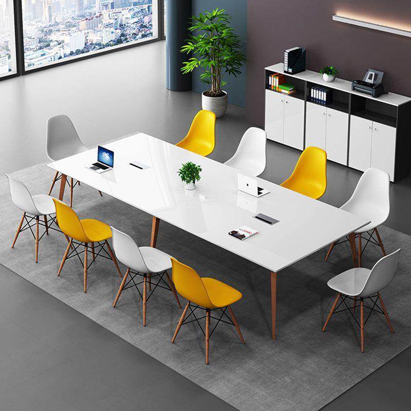 白色烤漆会议桌长桌简约现代小型轻奢北欧接待洽谈桌椅组合培训桌