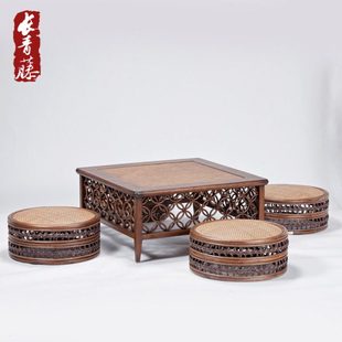 长青藤 真藤编织榻榻米茶几矮桌 日式蒲团茶几茶桌窗台禅意小茶桌