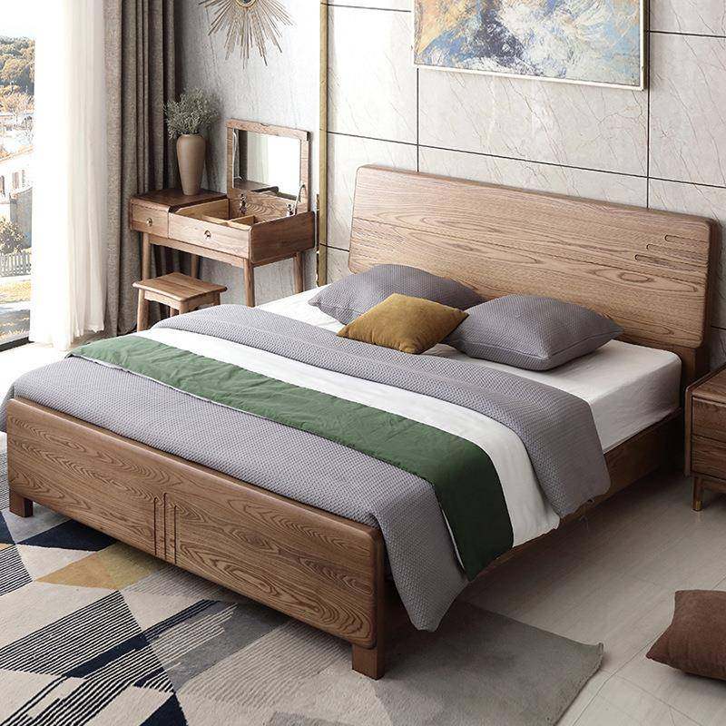 白蜡木全实木床北欧现代简约原木风1.5米1米8双人主卧婚床储物床