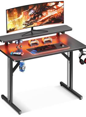 LED小型电竞桌台式家用电脑桌RGBf氛围灯简约卧室桌单人游戏桌子