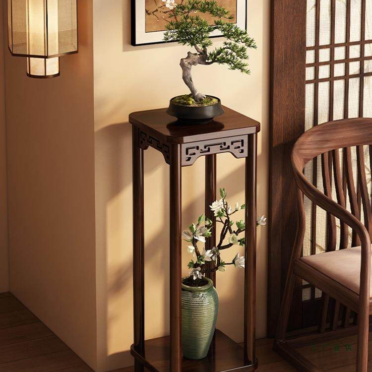 实木中式博古架客厅落地式小型盆栽托架置物架茶室氛围布置感