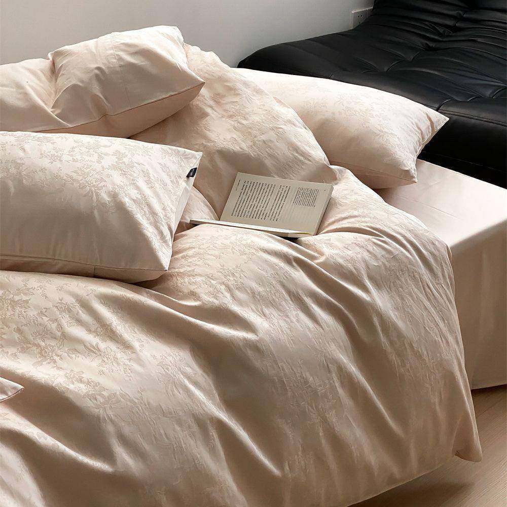 现代简约纯色长绒棉提花小贵妇系列床上用品四件套