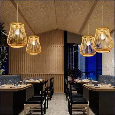 左权灯县榆社县现代简约田园风餐YE471厅艺竹吊灯东南亚吊格创意