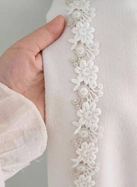 厂家直销法式丝花边蕾立8CM水LS112溶边拼接绣花水溶窗纱窗帘花边