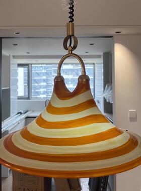 餐伸缩厅吊创意色喇灯叭灯可升降个性客厅71440床头卧室花彩绘艺