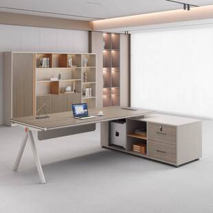 轻奢老桌简约XLI现代总裁理办经公板桌主办公室办公桌椅组合管电