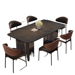 板餐桌现代简约叠客厅家用户型不锈钢长hghr方岩形意式轻折叠折小