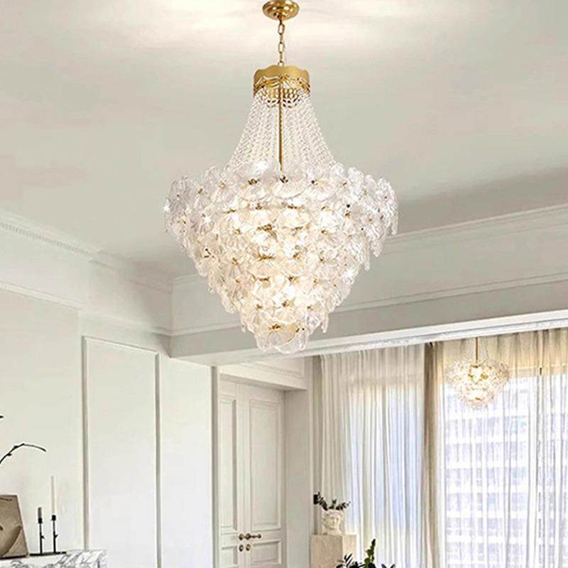 轻奢荷叶主水晶餐厅493吊灯温美式古艺术玻璃卧客厅馨飘窗民复宿,家装灯饰光源,智能吊灯,淘宝优惠券,粉丝福利购,淘宝优惠卷