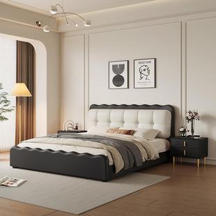 法古黑色泡芙床云朵卧床RKK现代简约涟漪床网主红软复包双人式床