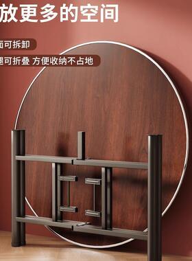 可折叠圆形餐桌加厚加桌面家用10人吃饭子小户桌型F998TJ97旋转盘