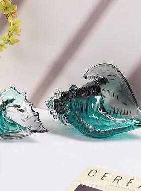 轻艺术琉璃多琉璃海螺彩玄海螺摆件厅酒店关酒柜客办公室现代简约