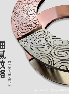 新中式半圆拉拉手玻璃门大门铜手LGOO刻字仿古色木88134门酒店包