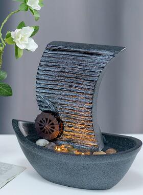 一帆创风顺水轮装饰帆船意喷泉流风水公司开业现代F968J8H5循环水