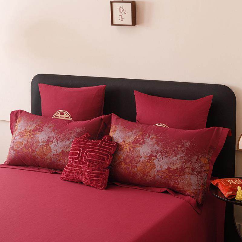 中结式婚婚庆四件套纯棉全棉嫁婚红色TMM-2025被套婚礼婚房陪嫁床