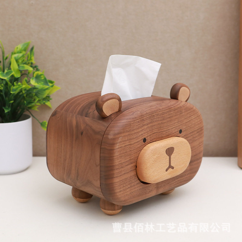 黑胡桃木纸巾盒餐厅车载商用抽纸盒客厅茶几创意高档餐巾纸收纳盒