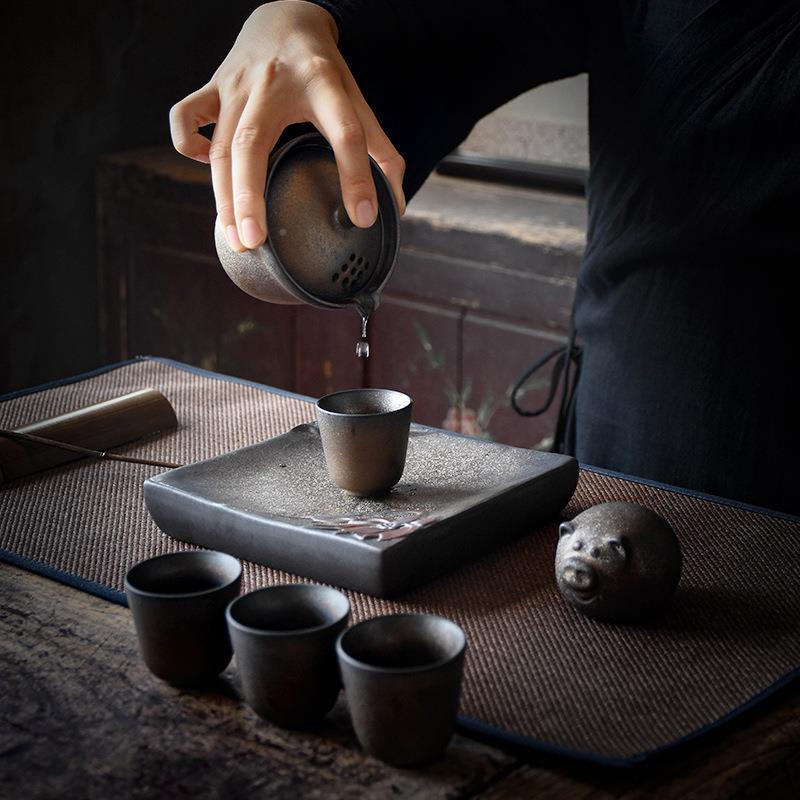 茶涧中式粗陶ABE壶承干泡台复古壶托承干泡壶底承茶壶座厂家影直