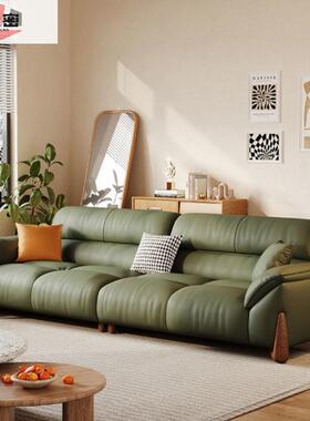 意式沙猫抓三皮沙发客厅大小户型沙发约现代WUJ奶油风直简排人位