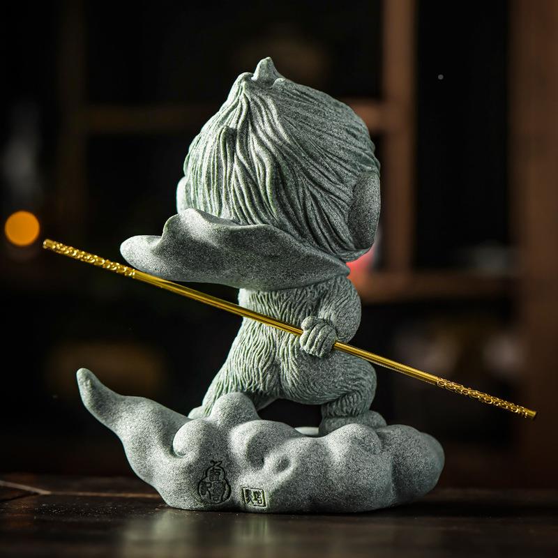 青砂石国潮IWU茶宠圣归来鱼缸假景山造面装饰家居客厅桌创大意小