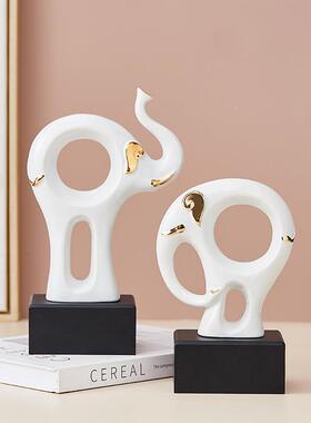创意极简现代风瓷A-22015大客象摆件入户玄关家居厅柜电视办公桌