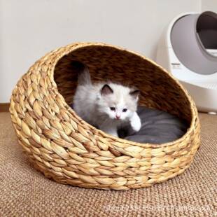 家居摆件收U557纳篮子藤编编织猫窝储狗可水洗草编宠物物耐磨可窝