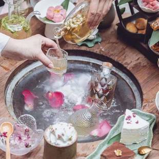 老榆木台小圆桌围茶炉煮桌户外室外复古茶火盆中式 阳262风化桌餐