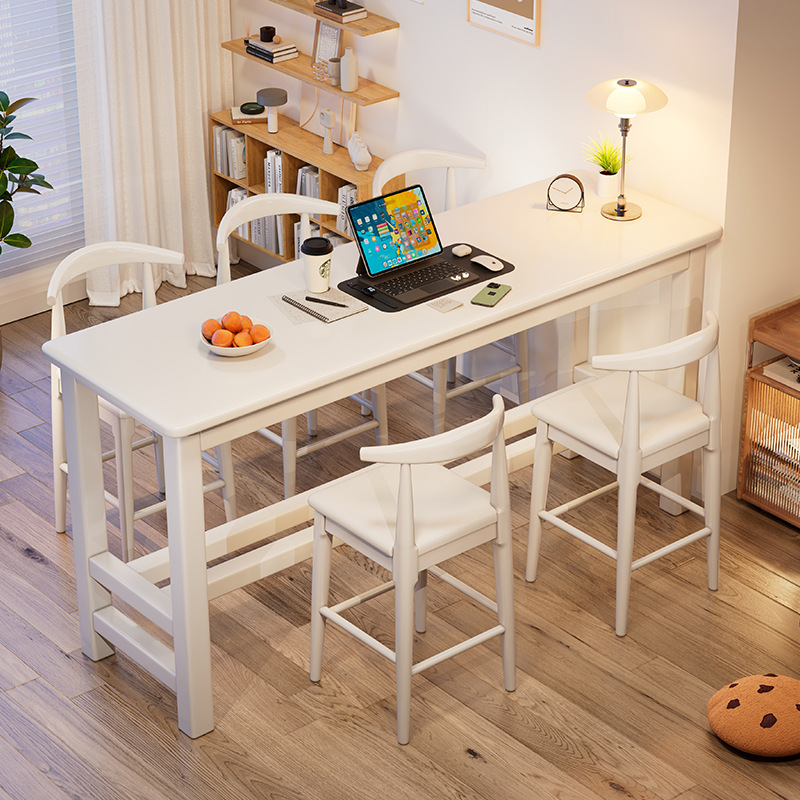 北欧实木小吧台桌家用简约长条桌靠墙极窄桌子客厅餐桌高脚咖啡桌