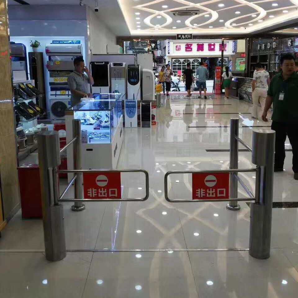 超市感应门手动单向入口摆闸单边带护栏圆柱摆闸无刷防撞小摆闸机