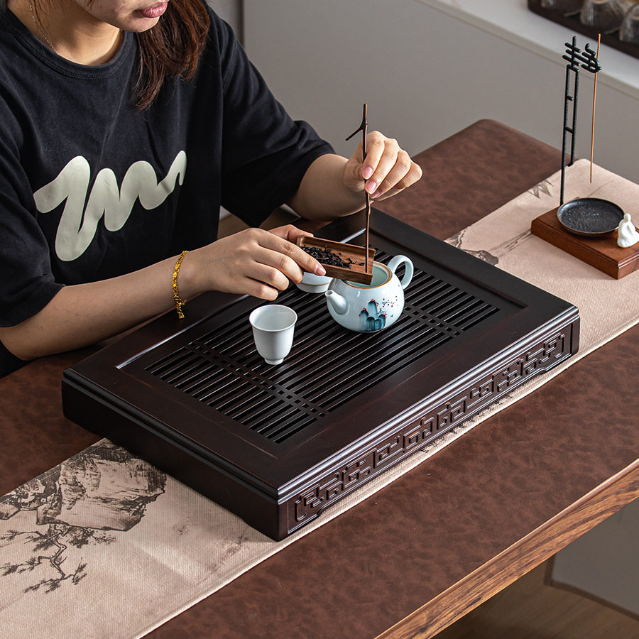 竹长方形茶盘家用2025新款简易托盘实木茶具小型储水式小茶台泡茶