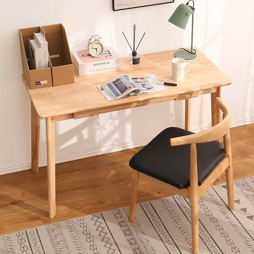 实木书桌简约电脑桌台式家用卧室全实木现代学生写字台北欧办公桌
