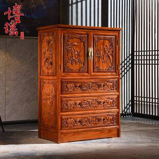 香樟木箱柜实木五斗柜储物柜中式复古两门橱结婚玄关抽屉斗柜子