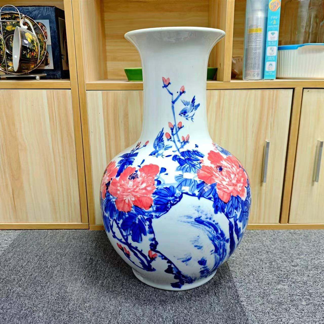 新中式青花瓷花瓶山水画陶瓷母亲节插花高级感桌面摆件仿古,纺织面料/辅料/配套,纺织机械配件,淘宝优惠券,粉丝福利购,淘宝优惠卷