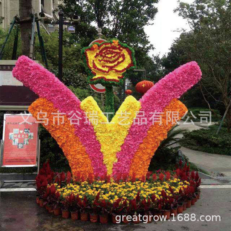 厂家销售专业绢花工艺品各种绢花造型户外DP景区装饰