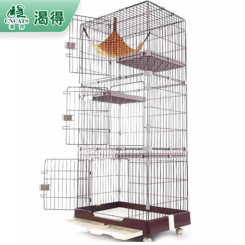 渴得三室双层猫笼带滚轮室内一体带厕所猫窝猫别墅多功能猫笼子