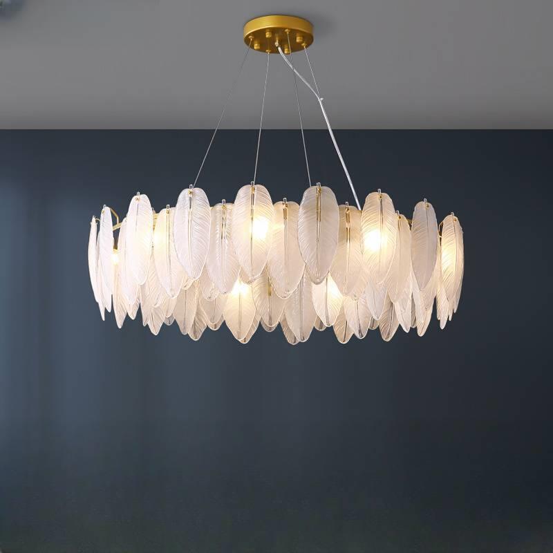 法式轻奢客厅吊灯意式后现代简约设计师款羽毛玻璃主卧室餐厅灯具