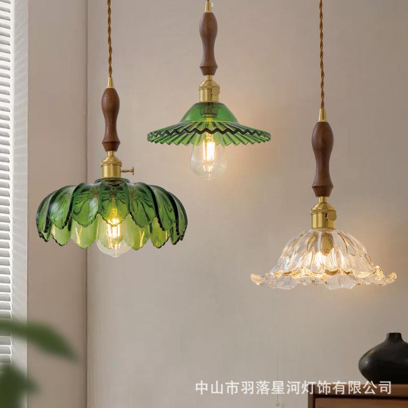 床头吊灯美式复古餐厅中古胡桃木全铜民宿吧台设计师中山灯具