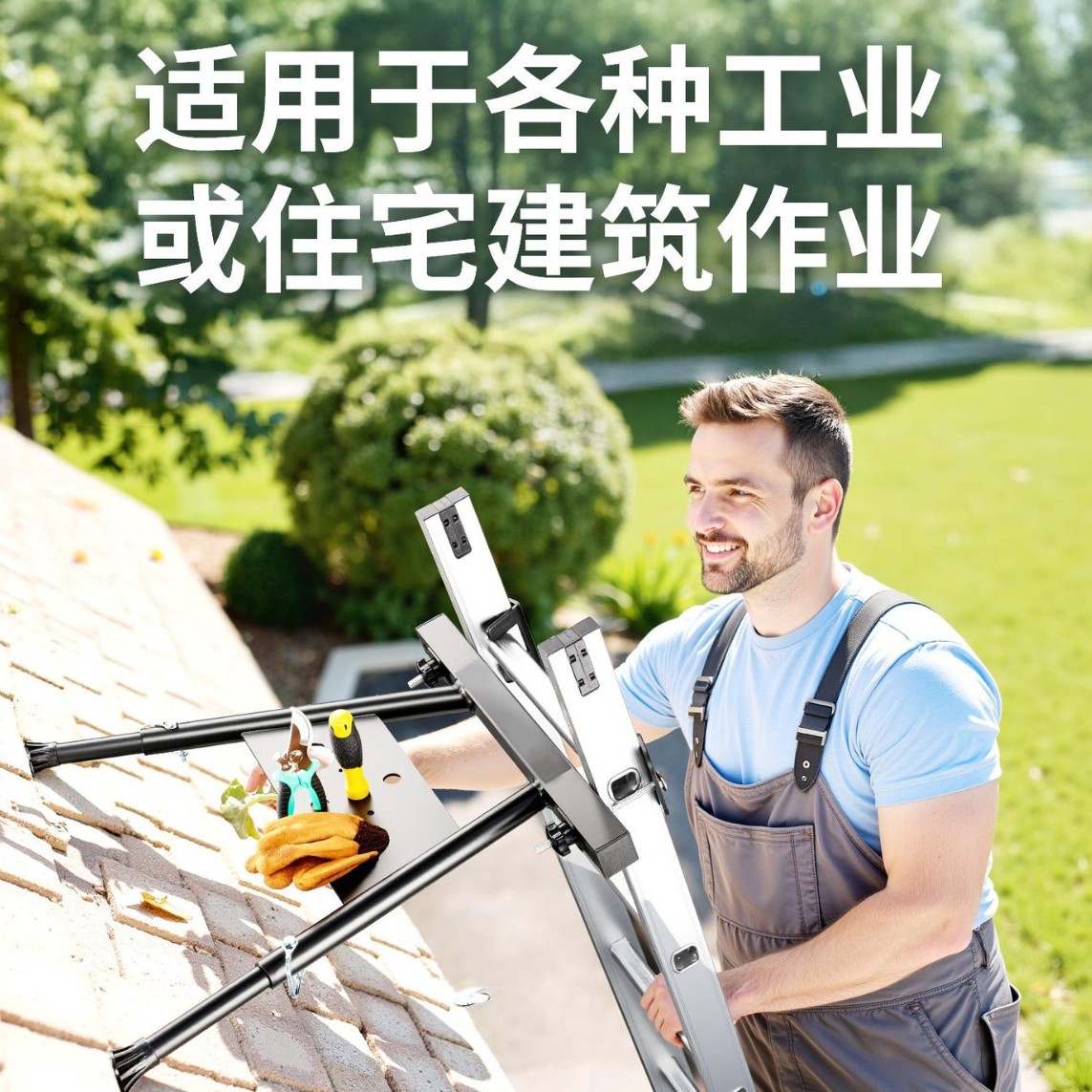 老款梯子稳定器屋顶家居装修安全维护支架航空铝可调节支腿人字梯