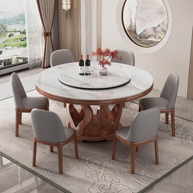 实木高端岩板餐桌椅组合现代简约小户型圆形家用圆桌带转盘饭桌子,纺织面料/辅料/配套,纺织机械配件,淘宝优惠券,粉丝福利购,淘宝优惠卷