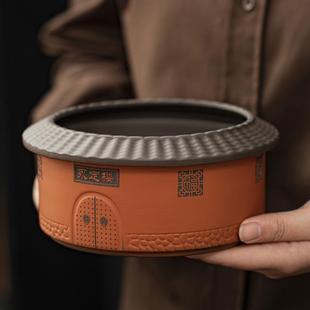 紫砂茶洗缸高端建水盛水缸1300ml茶洗水盂茶具配件茶渣缸陶瓷茶洗