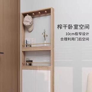 实木门后置物架家用卧室落地书柜极窄儿童绘本架书架收纳超薄靠墙