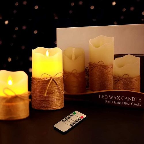 遥控led波口摇摆灯芯绑麻绳电子蜡烛灯仿真石蜡假蜡烛和婚庆装饰