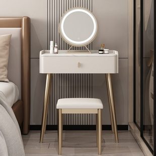 小型实木梳妆台化妆桌简约现代轻奢小户型岩板化妆台60cm50公分