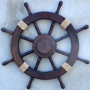 实木船舵方向盘摆件墙壁挂件墙面装饰创意床头墙上挂饰儿童房男孩