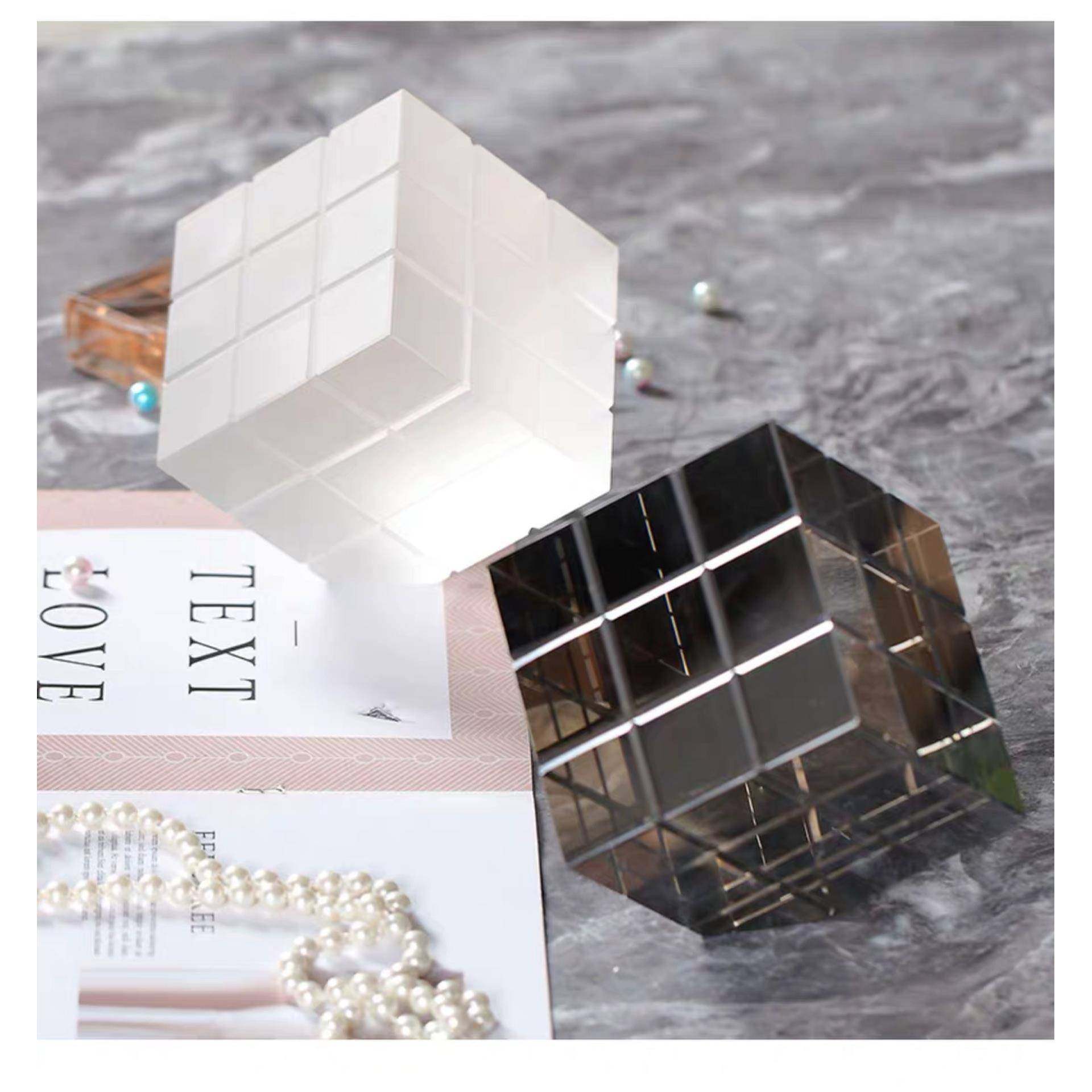 磨砂正方形水晶魔方烟灰家居摆件艺术玄关书房墙柜装饰小白水晶