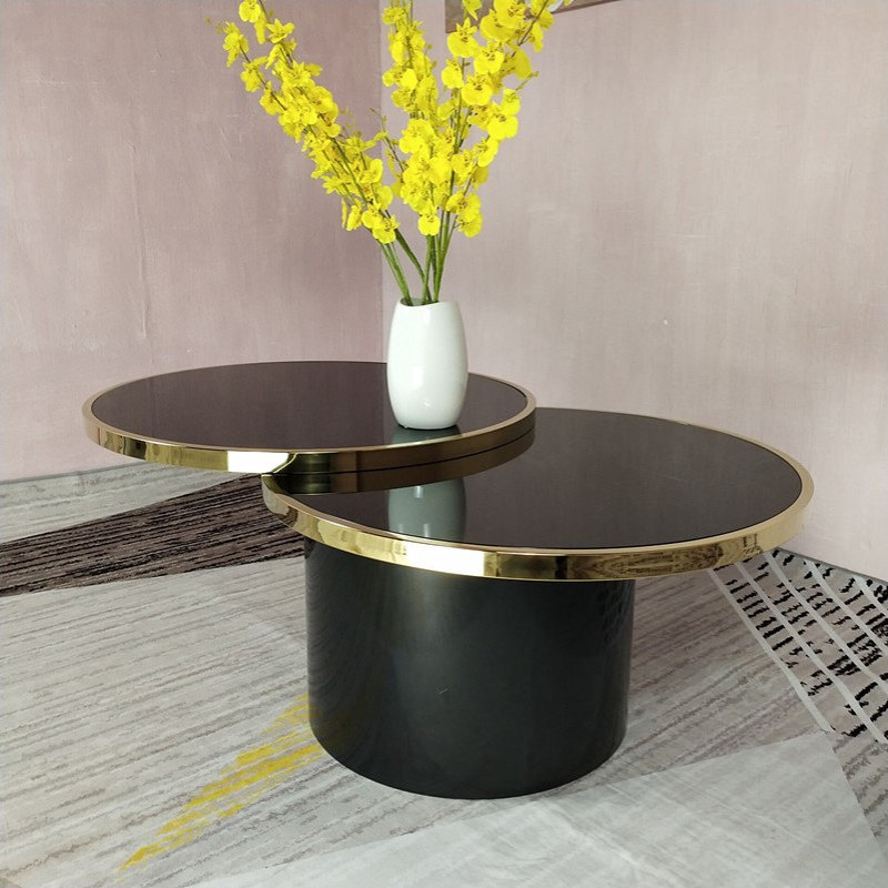 轻奢金属客厅茶几简约小户型现代钢化玻璃茶几 设计师样板间家具