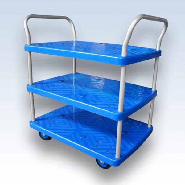 【包邮】双扶手三层超静音平板手推车 置物车手拉车装货车仓库车