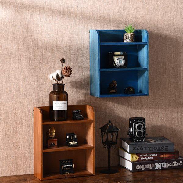 田园风餐厅墙面装饰实木置物架整理储物柜宿舍收纳挂件创意展示架