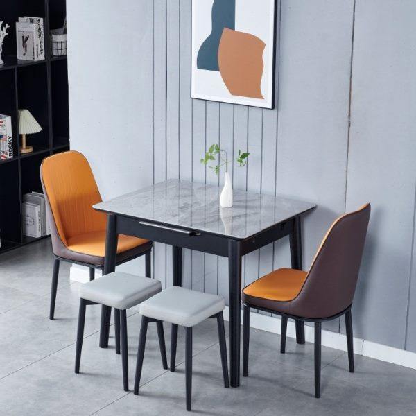 亮光岩板餐桌椅组合家用小户型简约可伸缩折叠轻奢网红餐桌长方形,住宅家具,岩板餐桌,淘宝优惠券,粉丝福利购,淘宝优惠卷