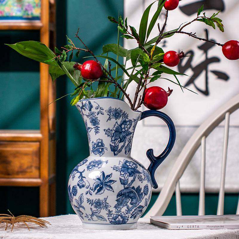 新中式花瓷奶壶花瓶北欧风客厅摆件中式高级感陶瓷插花瓷瓶花,农用物资,其他肥料,淘宝优惠券,粉丝福利购,淘宝优惠卷