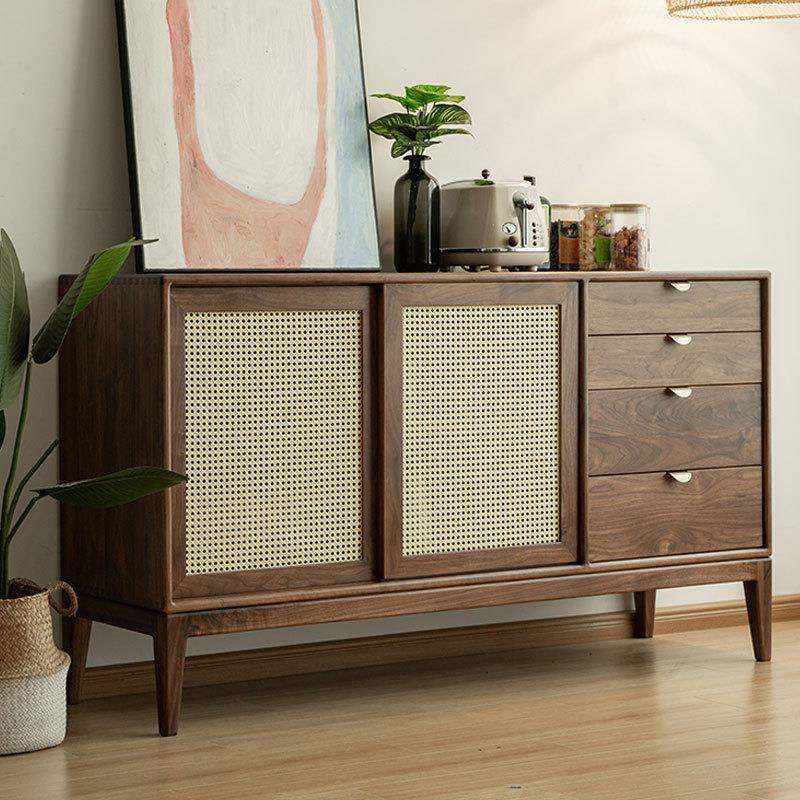 北欧全实木黑胡桃藤编推拉门简约式餐边柜现代简约日式碗碟收纳柜,纺织面料/辅料/配套,纺织机械配件,淘宝优惠券,粉丝福利购,淘宝优惠卷
